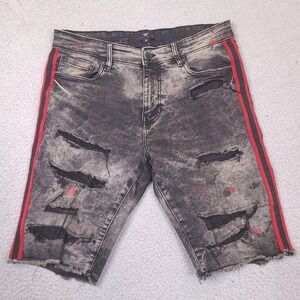 Jordan Craig Legacy Edition Denim‎ Shorts Mens 34 Black Jean Distressed Stretch